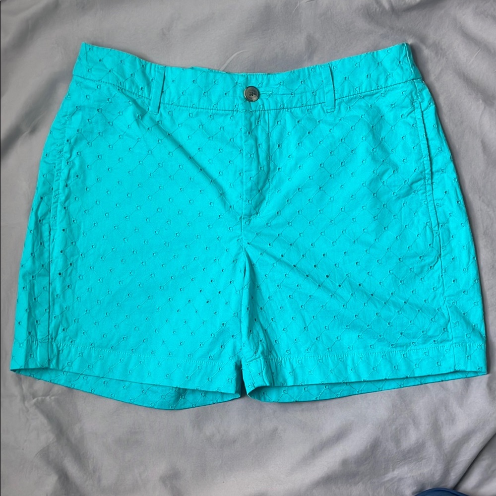 Croft & Barrow Blue Bermuda Shorts Casual Cotton Patterned Teal